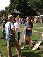 Emma Faunce, sophomore, and Jerin Brooks, sophomore describe their work to the public